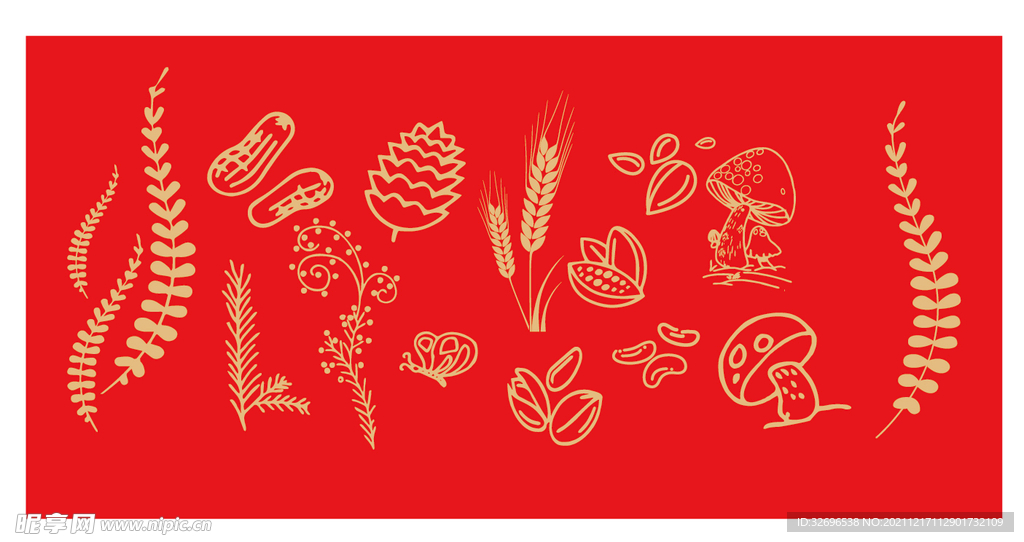 新年五谷丰收线条元素