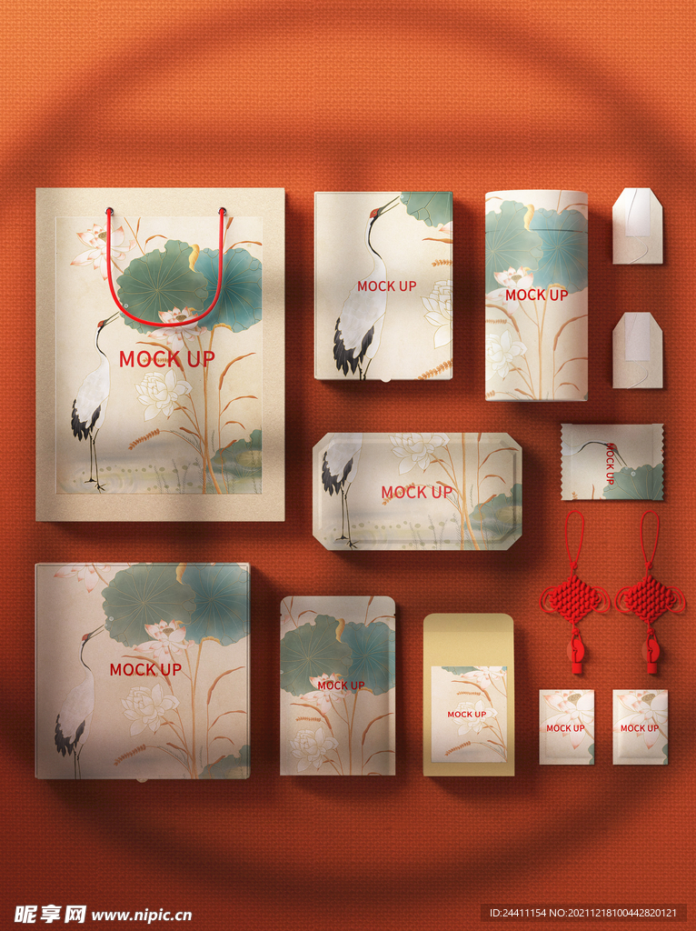 中国风国潮化妆品样机模板