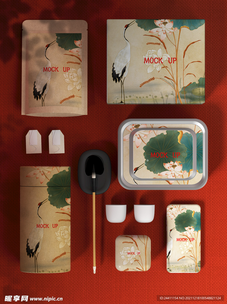 中国风国潮化妆品样机模板