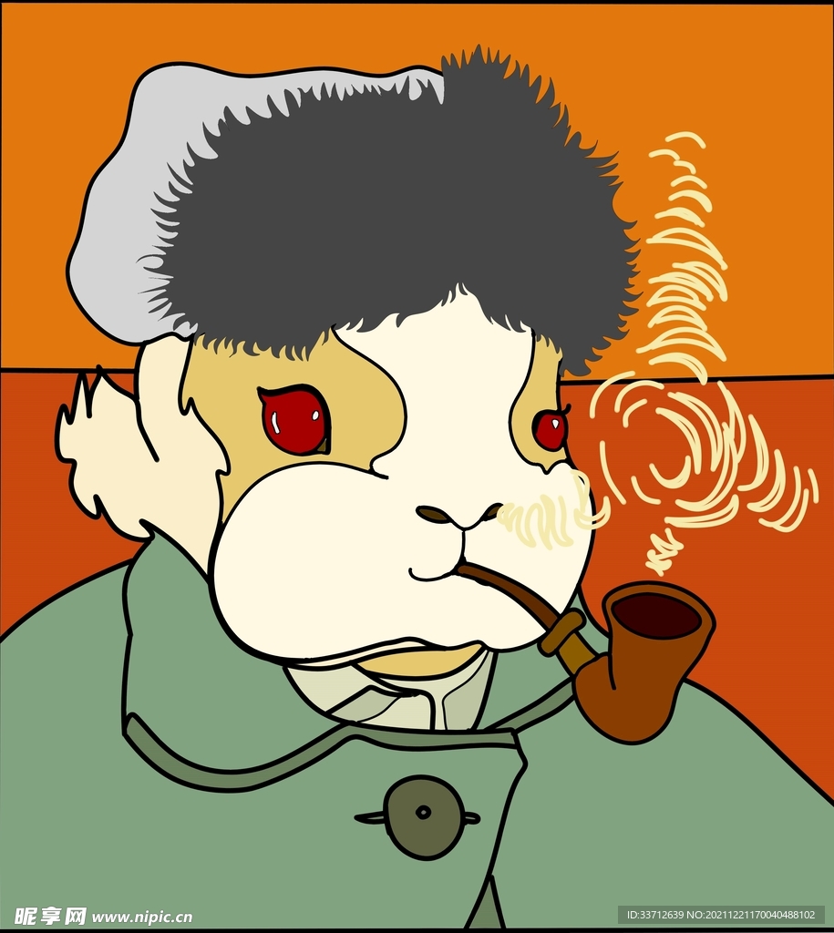 梵高兔子化插画