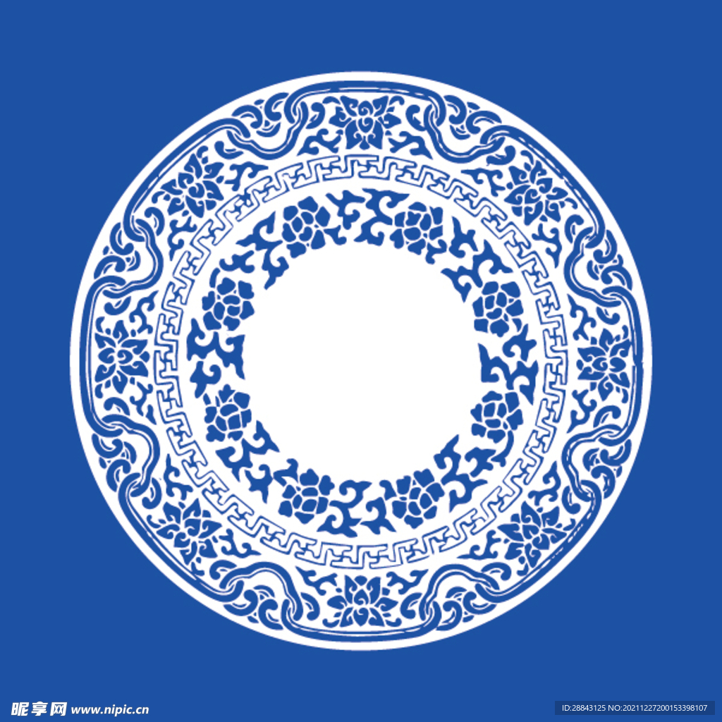 青花瓷国风矢量图形素材底纹花纹