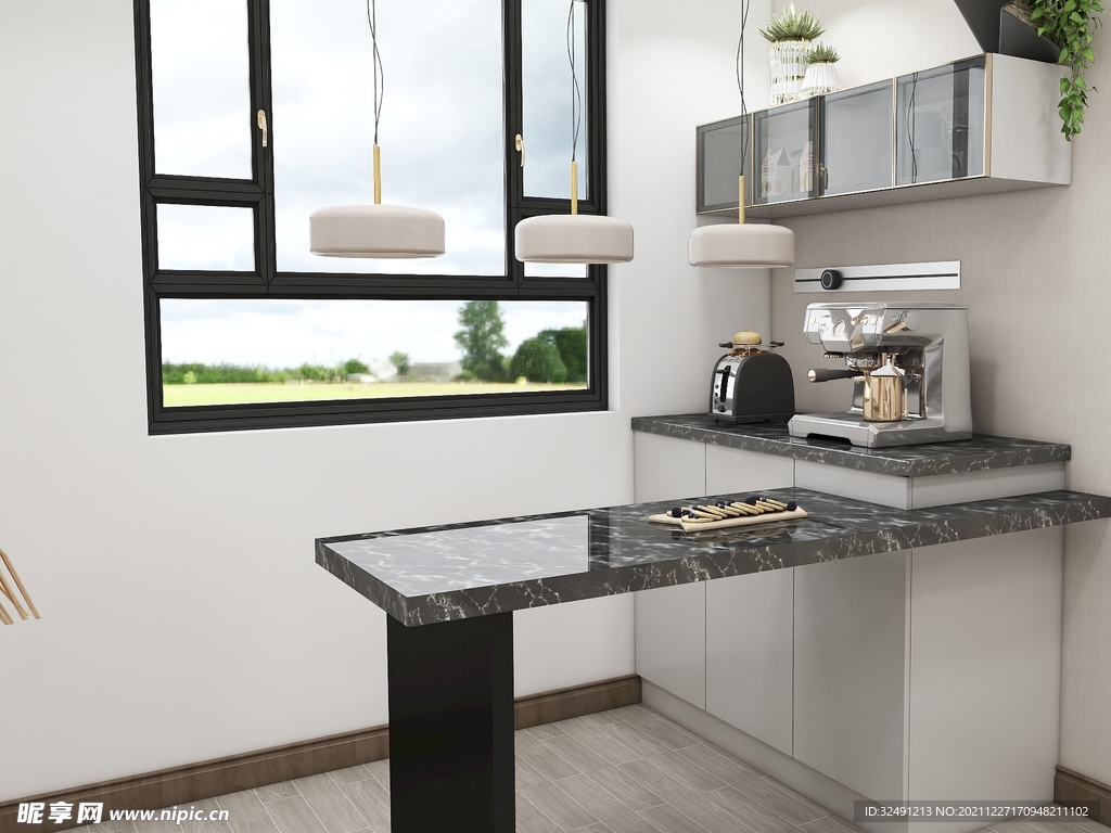 全屋定制现代餐边柜效果图图片