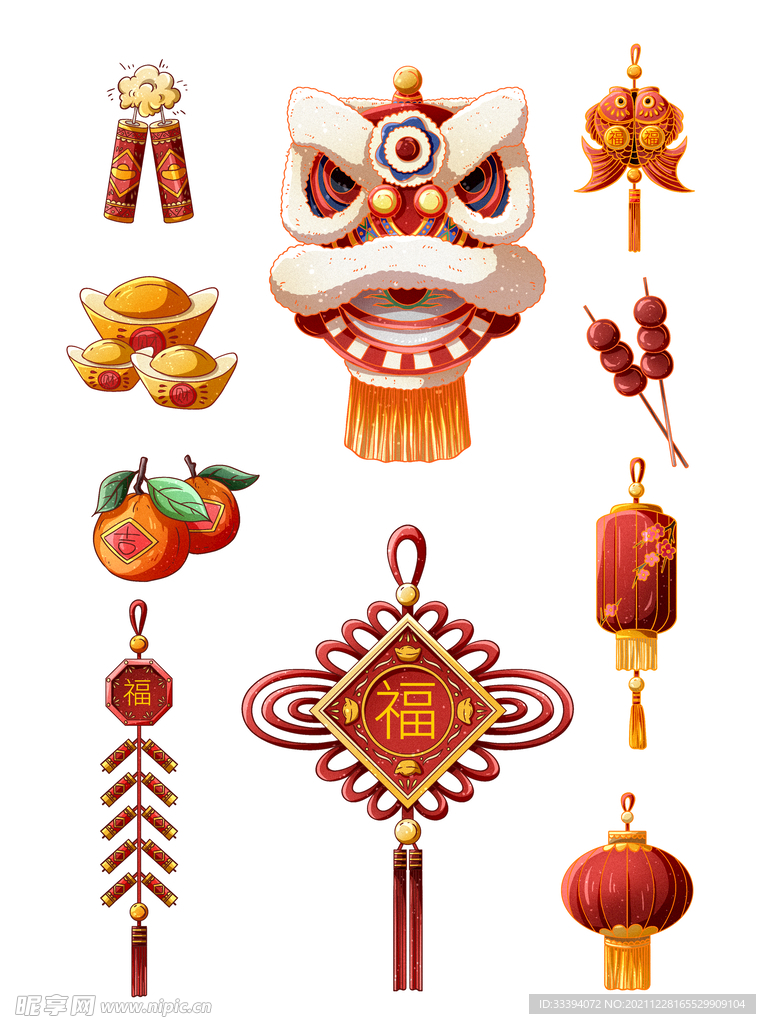 新年喜庆红色装饰元素