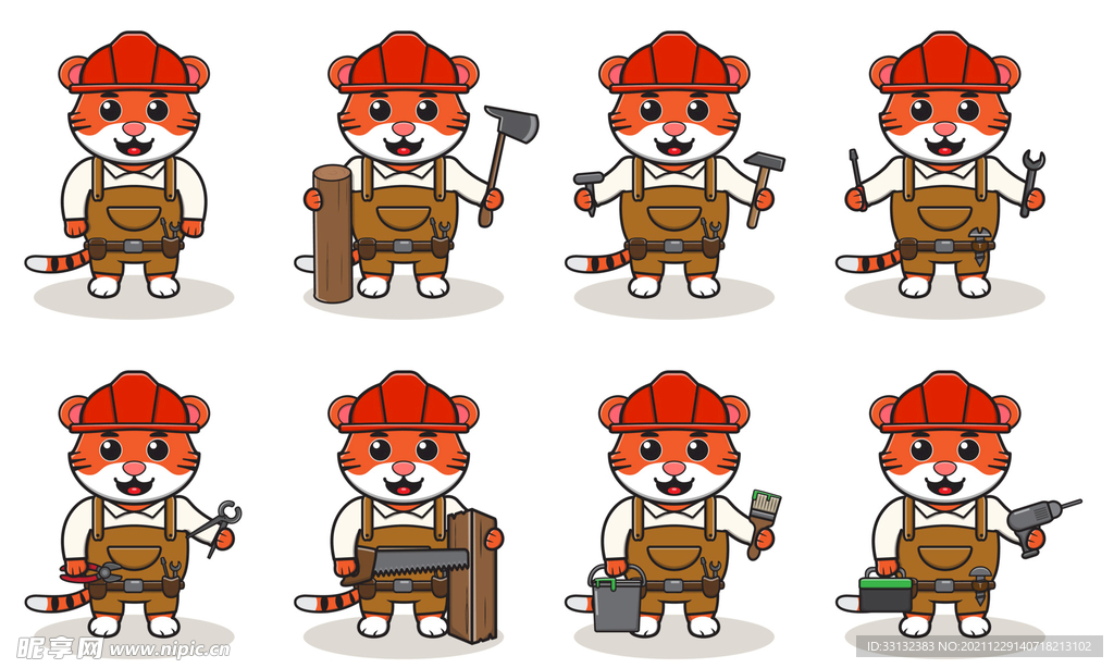 工人卡通工人虎年 2022