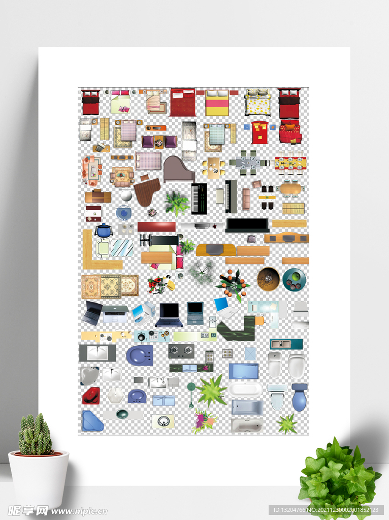 室内彩平图块素材贴图