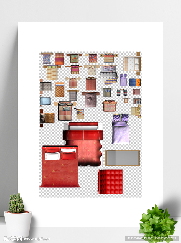 床室内彩平图块素材贴图