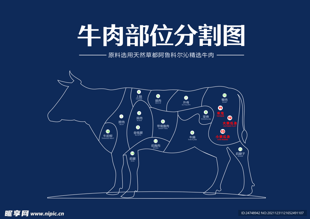 牛部位分割图