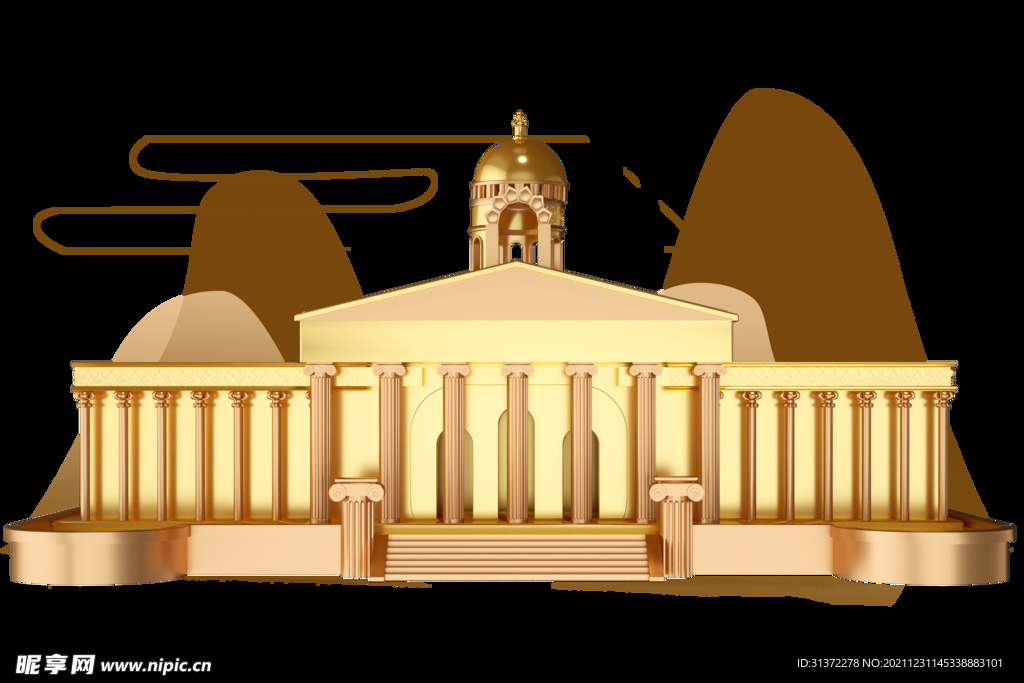  金色城市剪影素材图片 