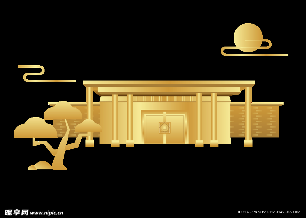  金色城市剪影素材图片 