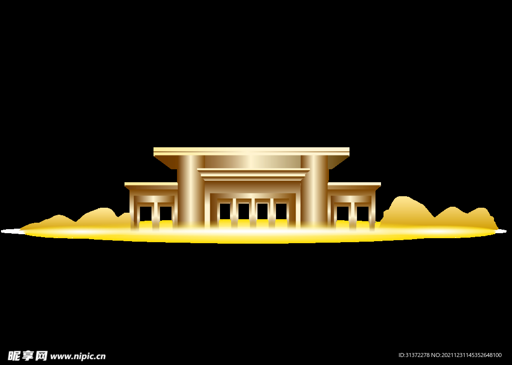  金色城市剪影素材图片 