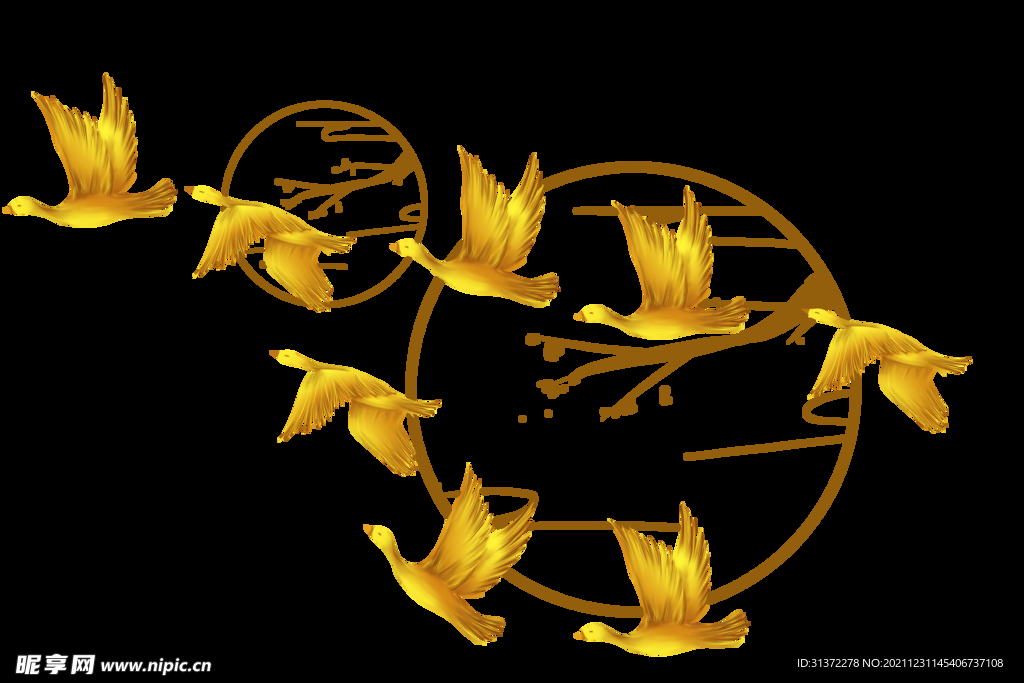 金色城市剪影素材图片 