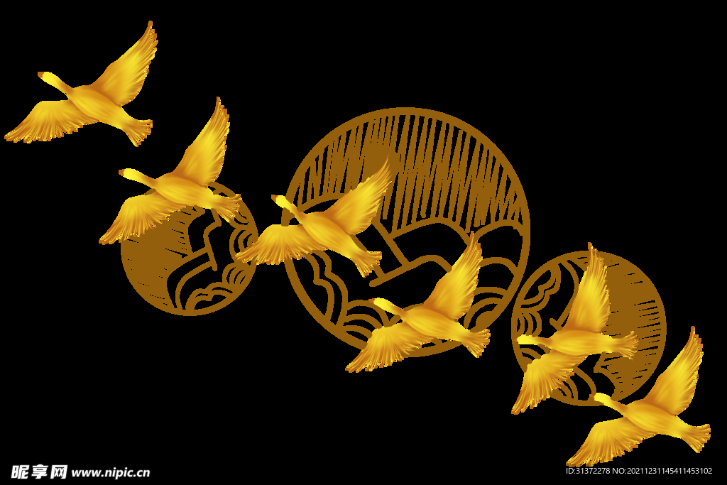  金色城市剪影素材图片 