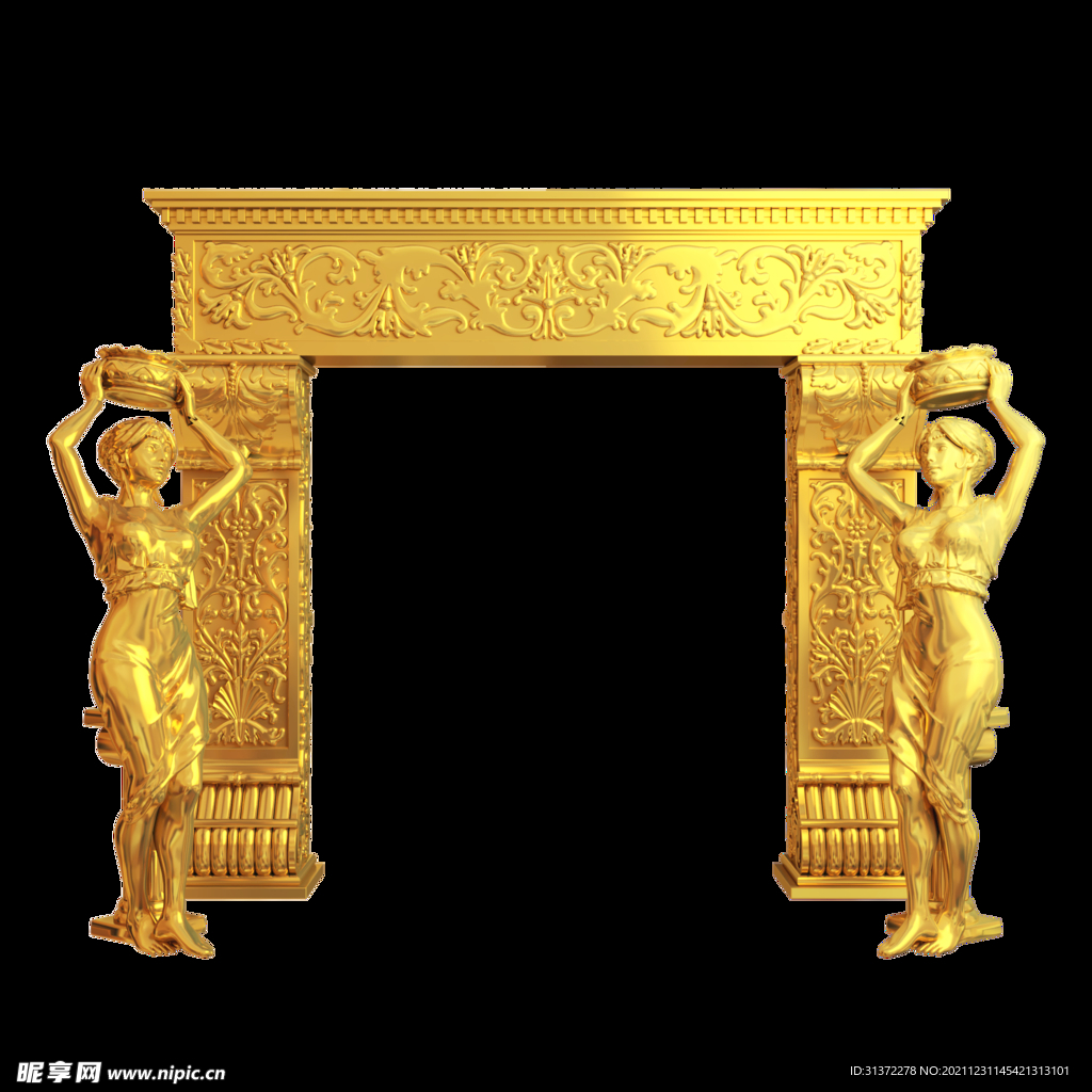  金色城市剪影素材图片 