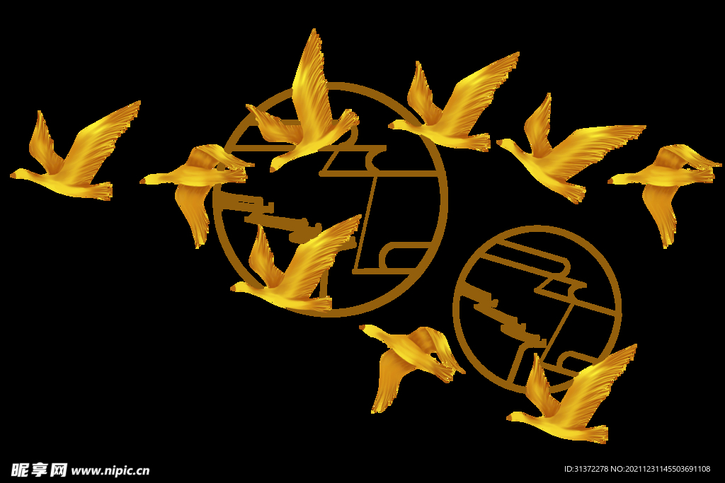 金色城市剪影素材图片 