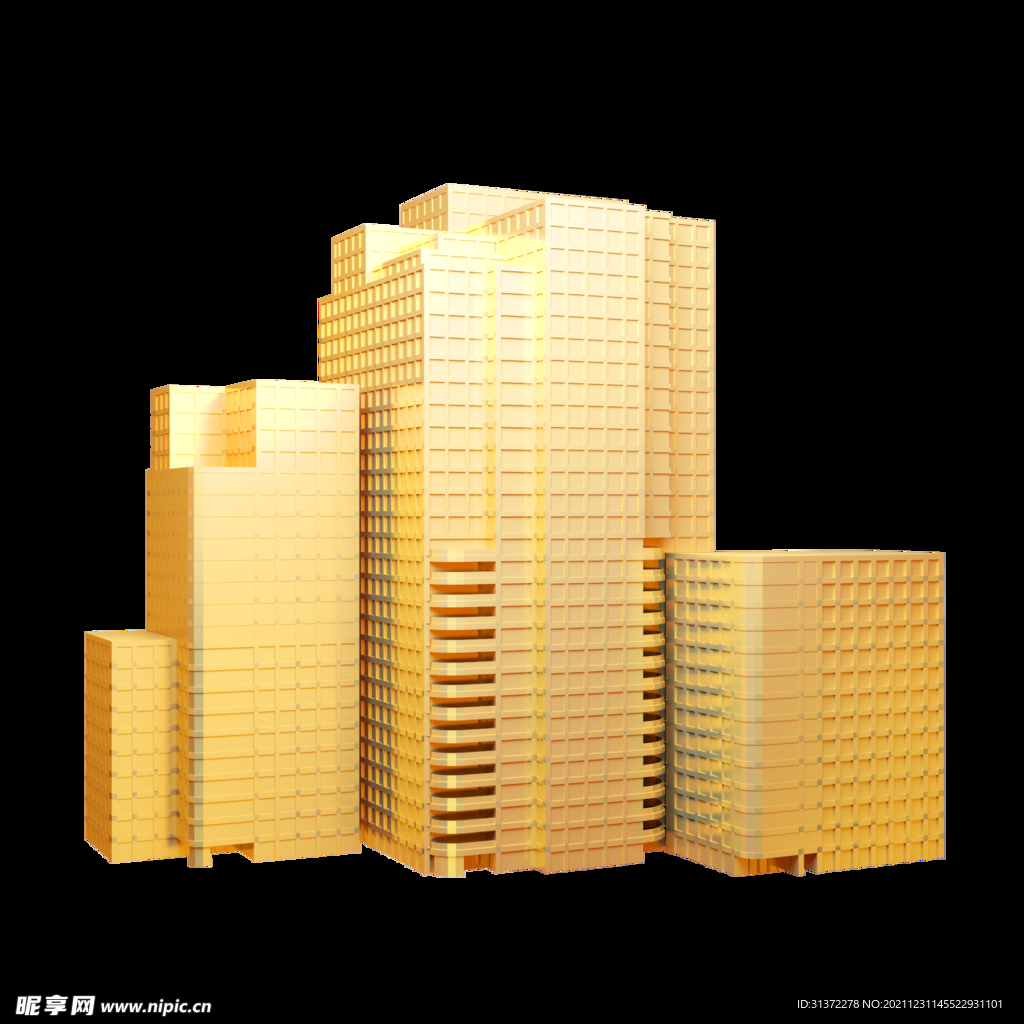 金色城市剪影素材图片 