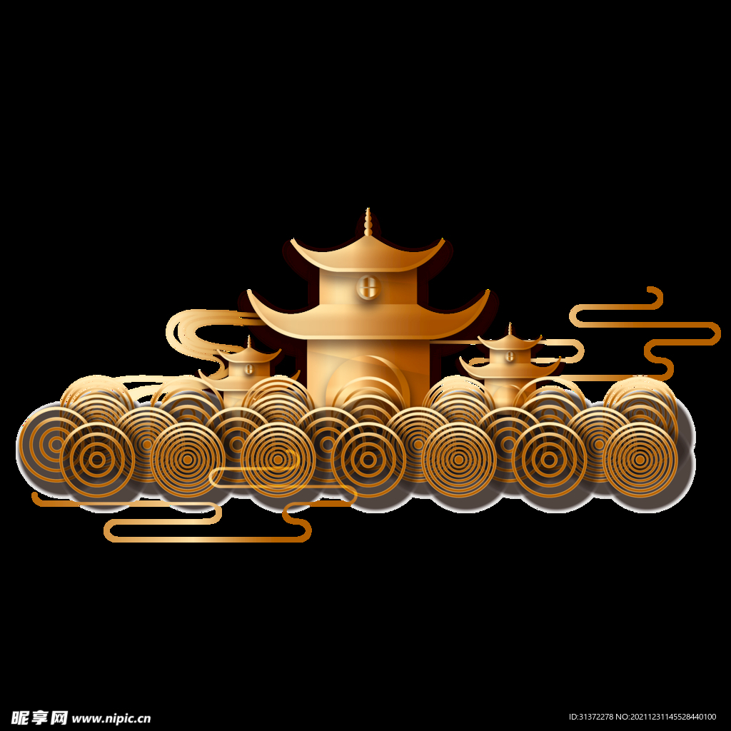  金色城市剪影素材图片 