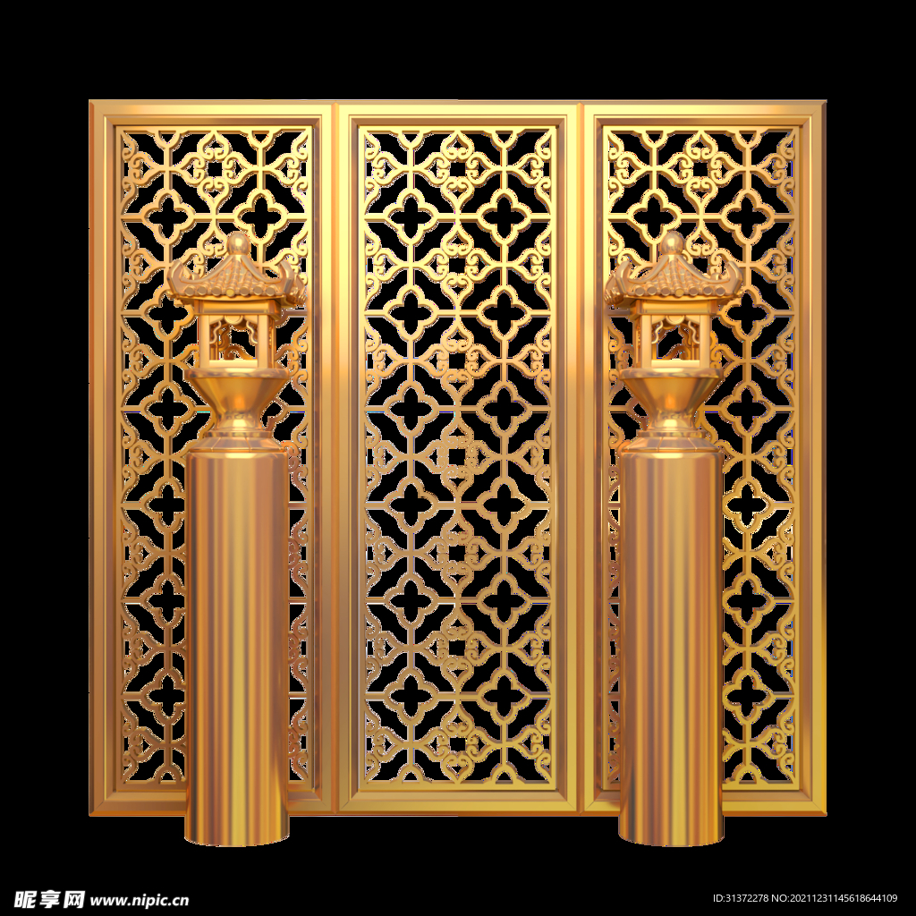  金色城市剪影素材图片 