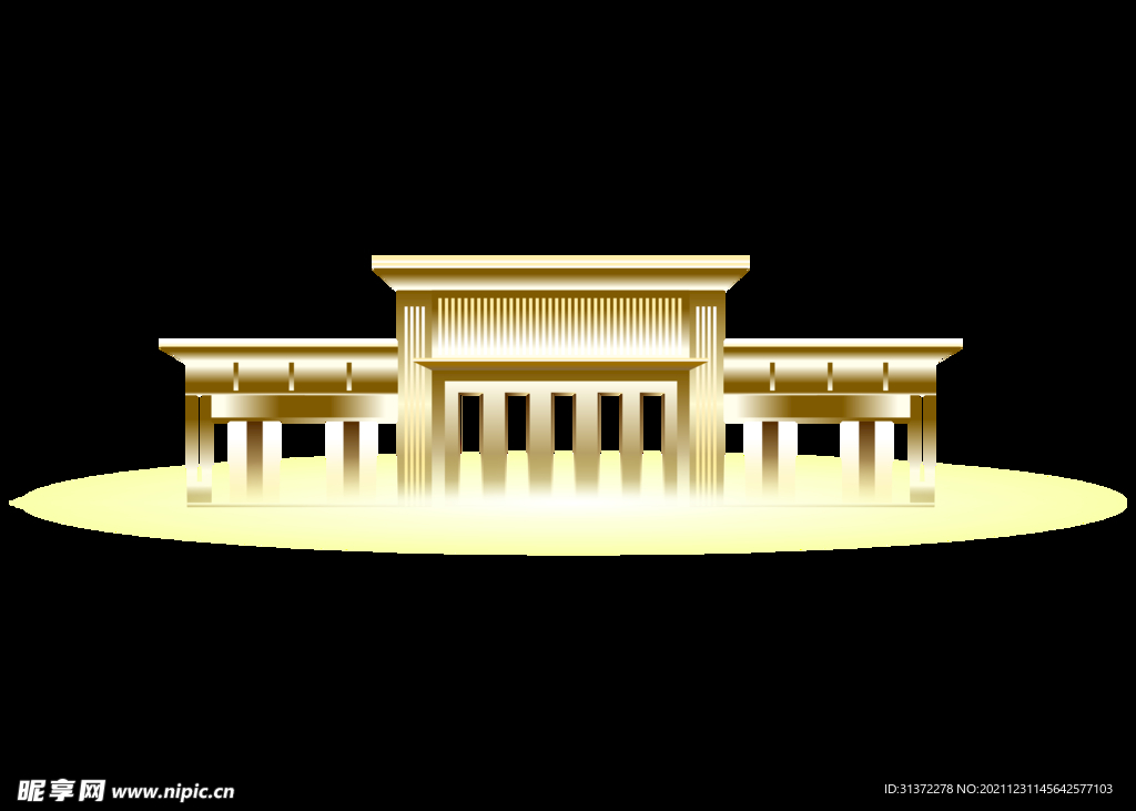  金色城市剪影素材图片 