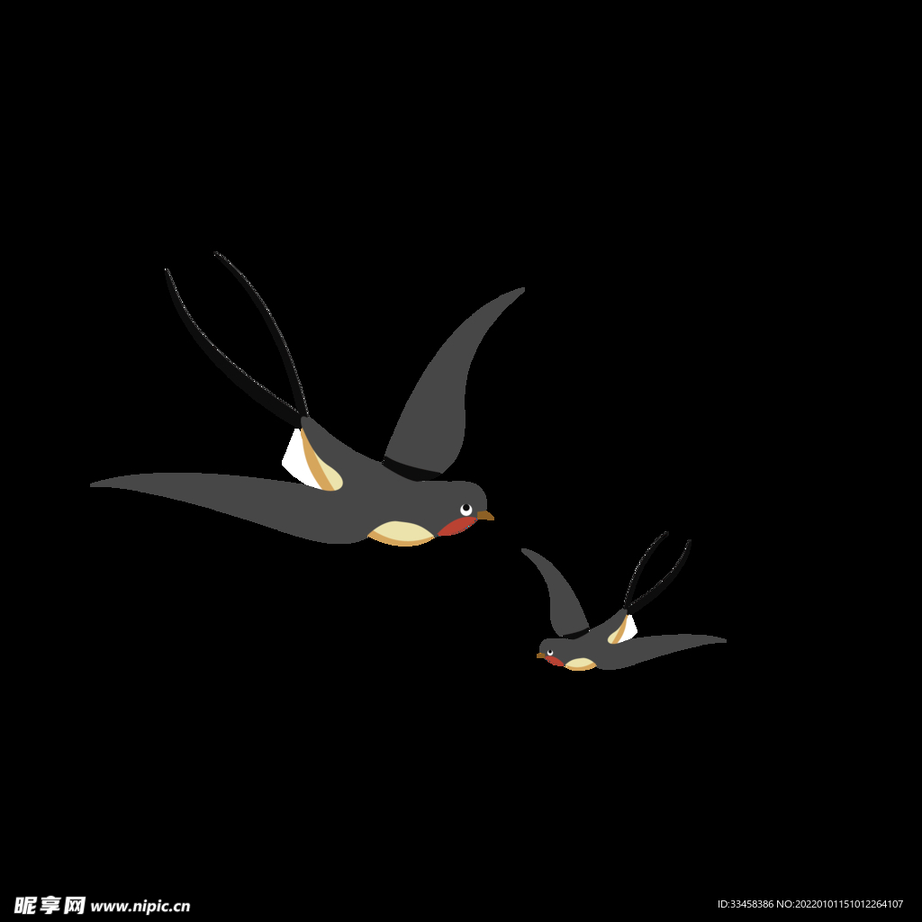 手绘春分卡通春天燕子素材