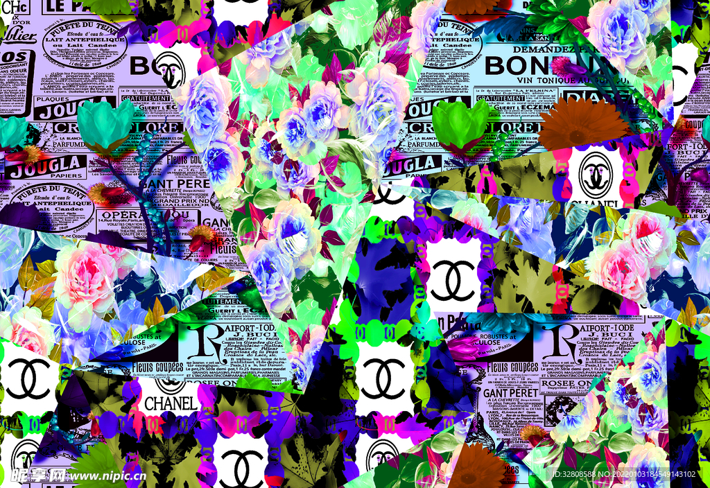 大牌  几何拼接花