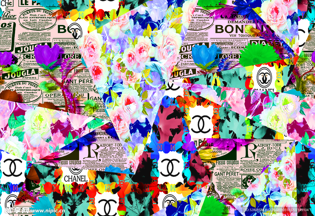 大牌  几何拼接花