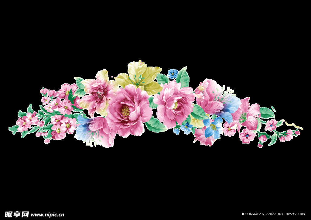 水彩花卉分层纯艺术素材