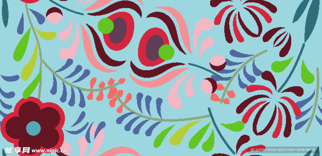 大牌 花朵 叶子 数码 印花 