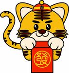虎年老虎头像卡通简笔画红包发财