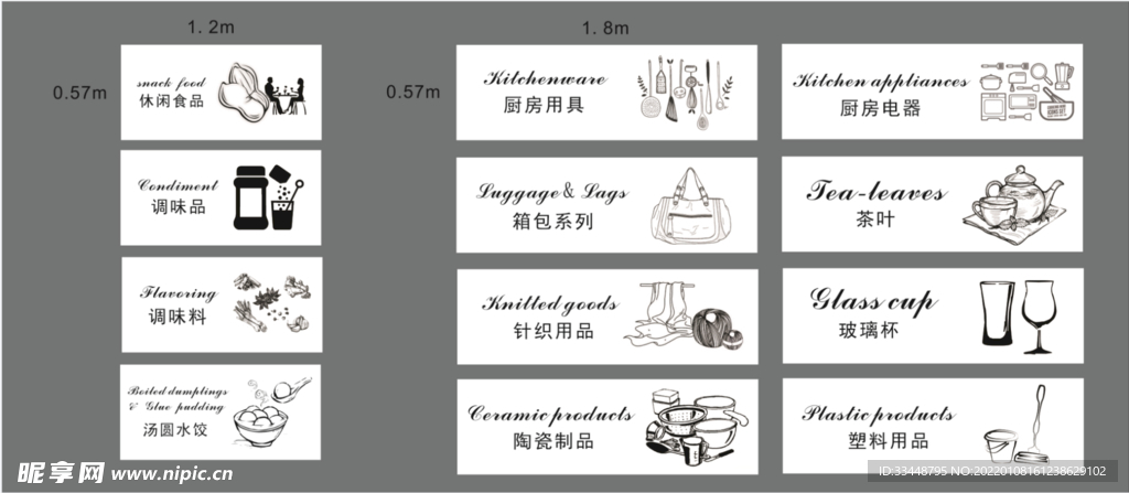 超市手绘分区图