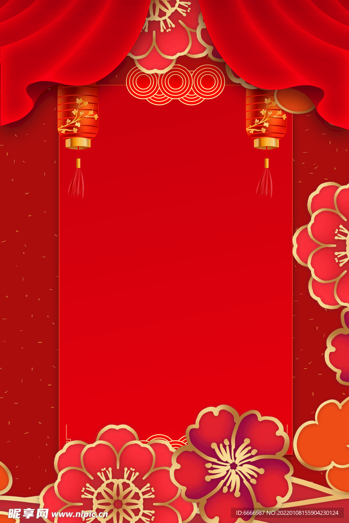 中国风复古喜庆边框花背景