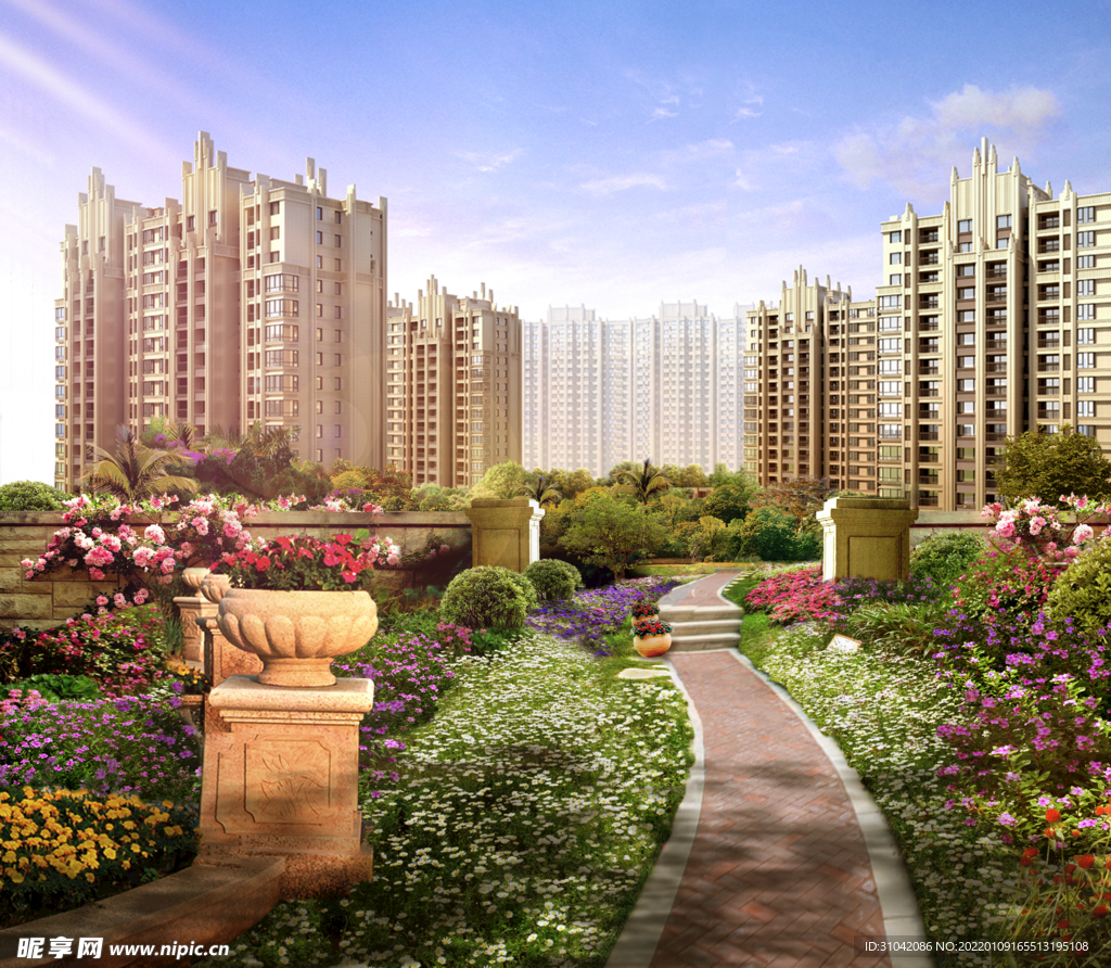 满园花香房地产报纸广告背景图海