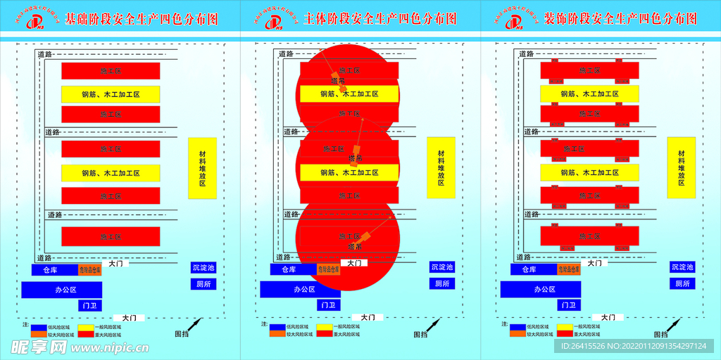 施工阶段安全风险四色分布图