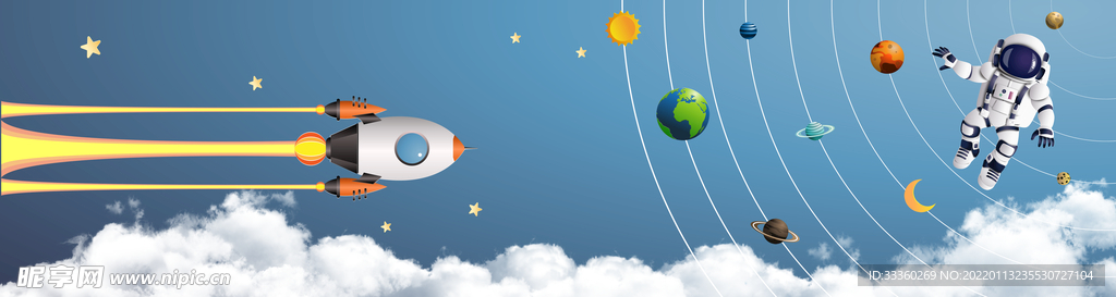 晶瓷画儿童房太空宇航床头装饰画