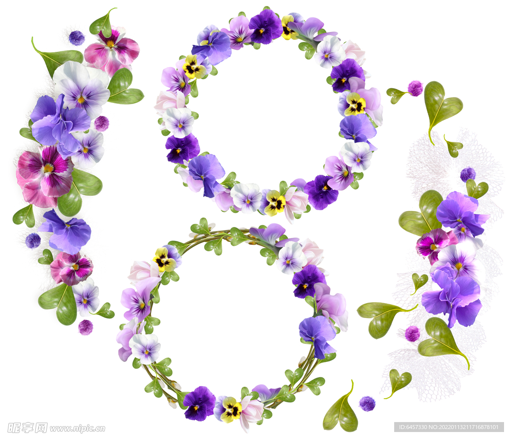 清新植物编织花环免抠PNG