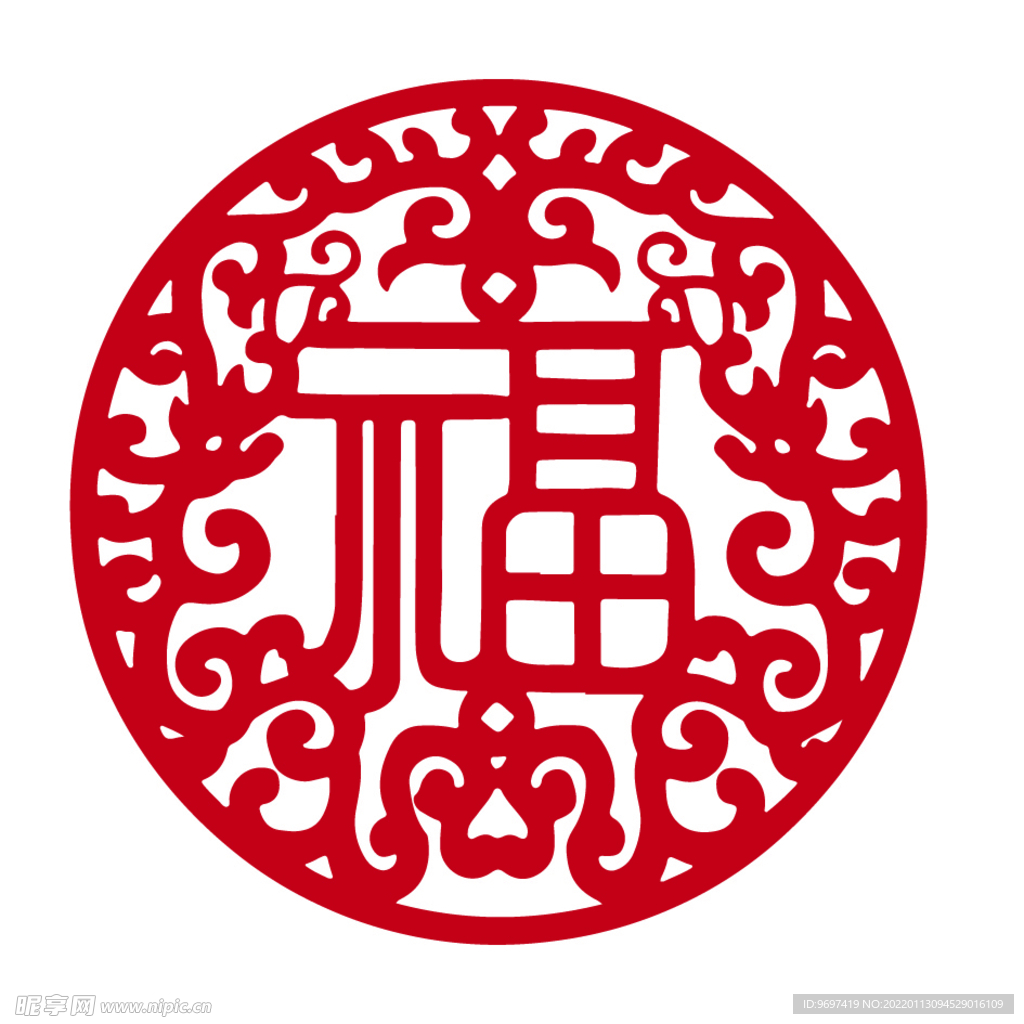 窗花福剪纸福素材