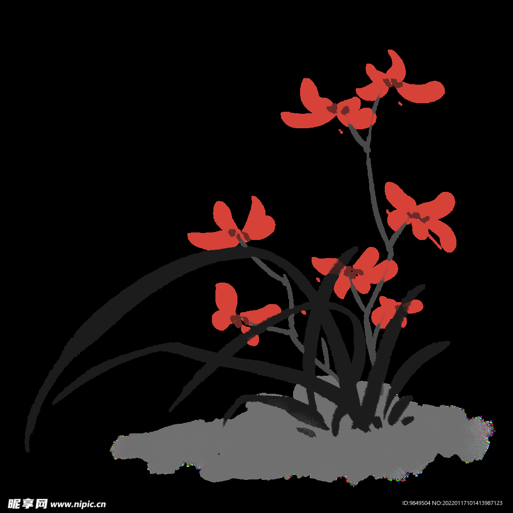 水墨兰花PNG 