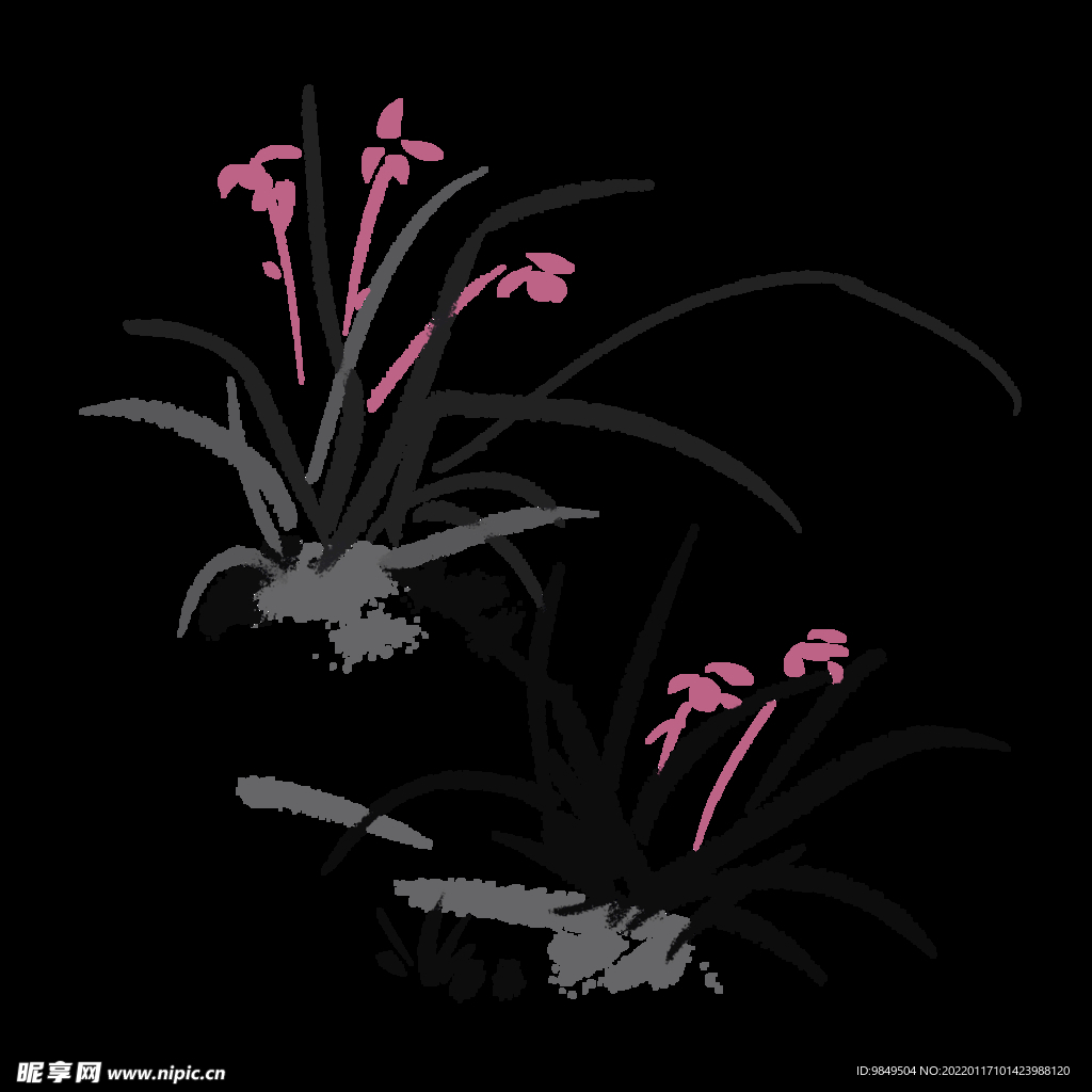 水墨兰花PNG  