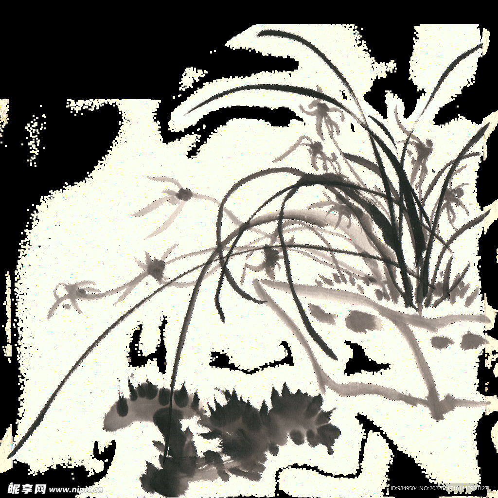 水墨兰花PNG  
