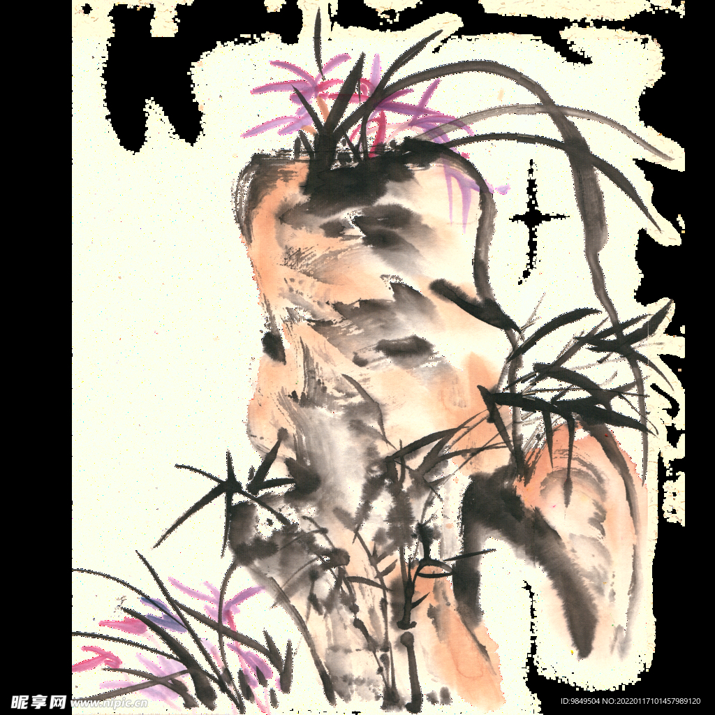 水墨兰花PNG  