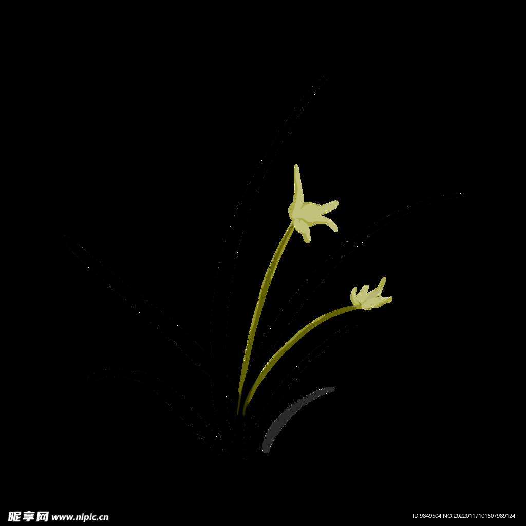 水墨兰花PNG 