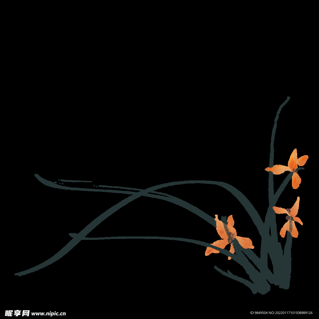 水墨兰花PNG  