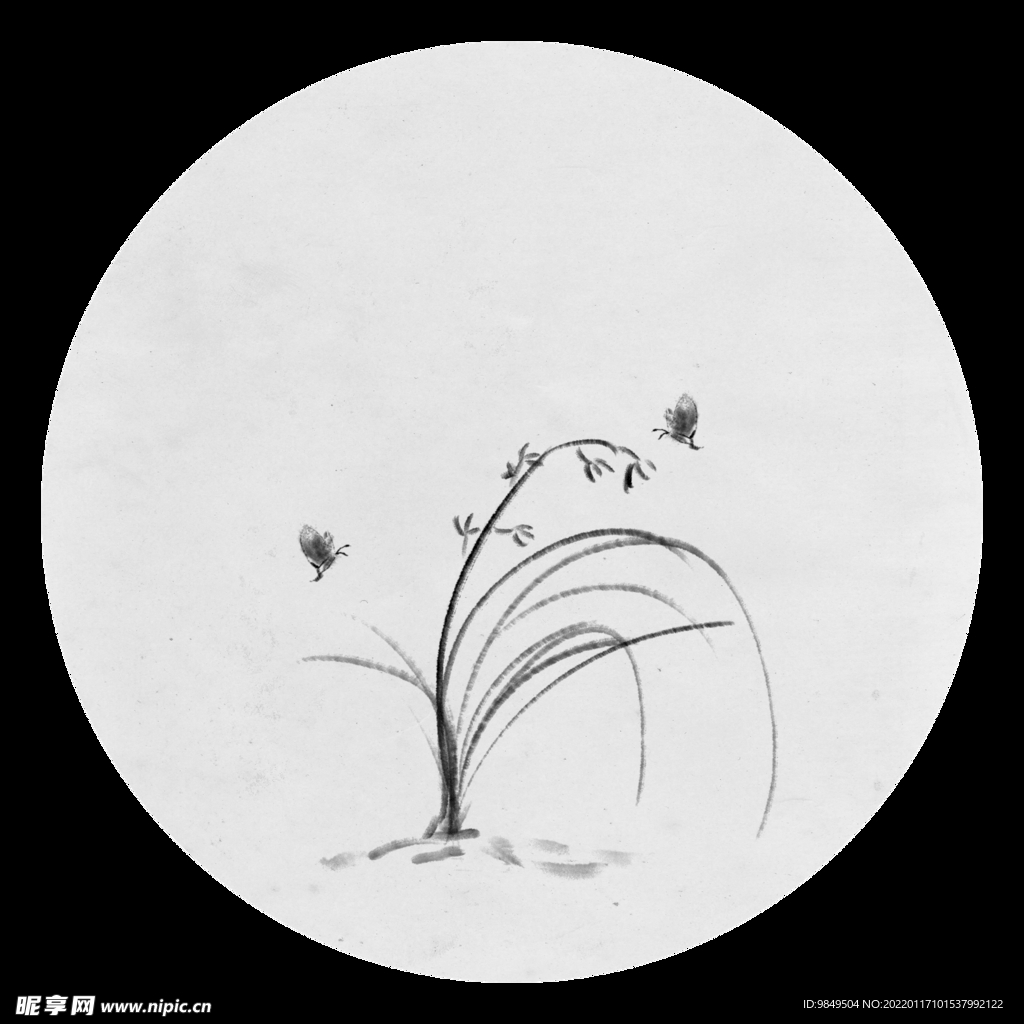 水墨兰花PNG  
