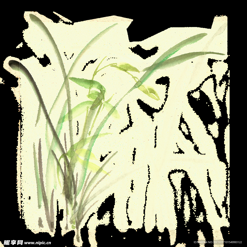水墨兰花PNG 