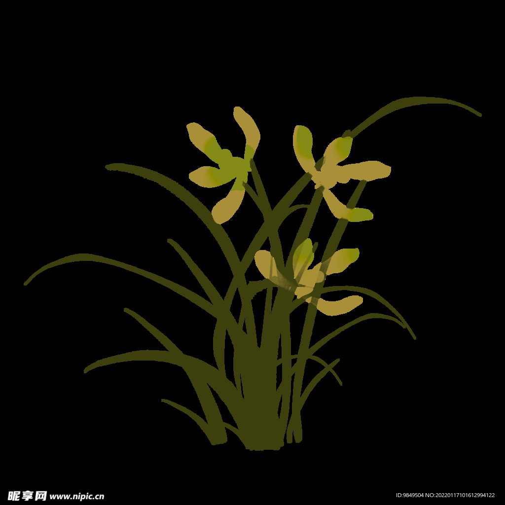 水墨兰花PNG 