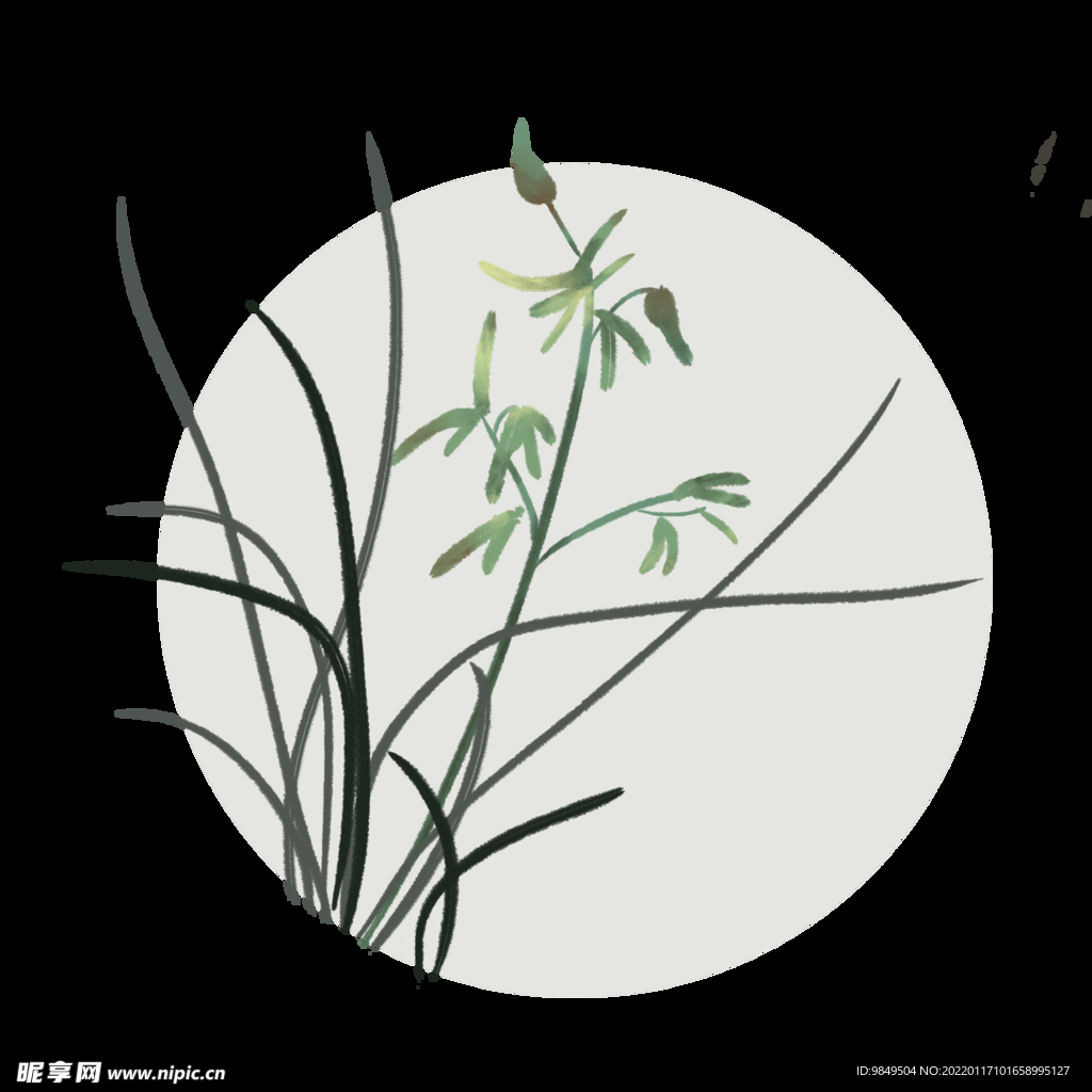 水墨兰花PNG  
