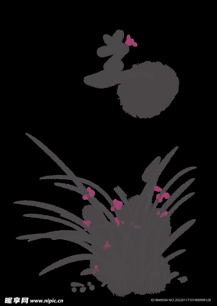  水墨兰花PNG 