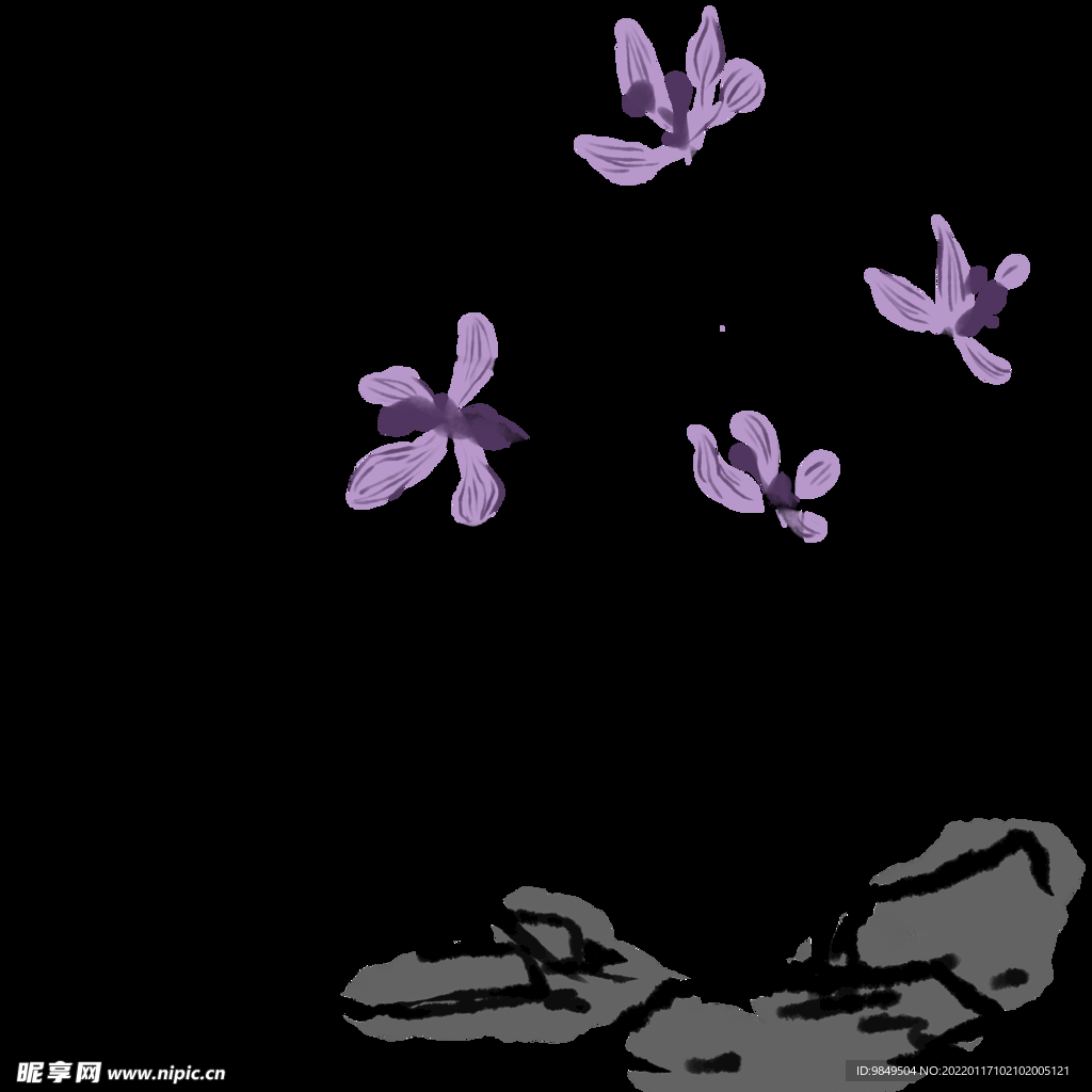  水墨兰花PNG  
