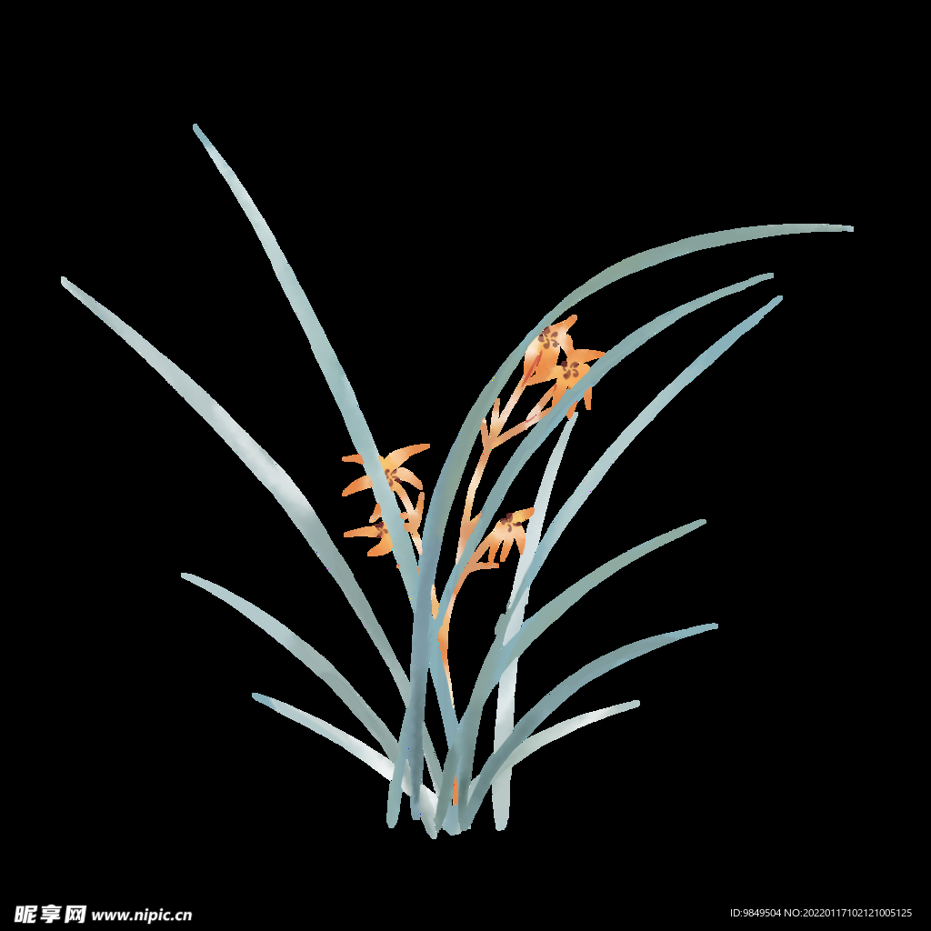  水墨兰花PNG  