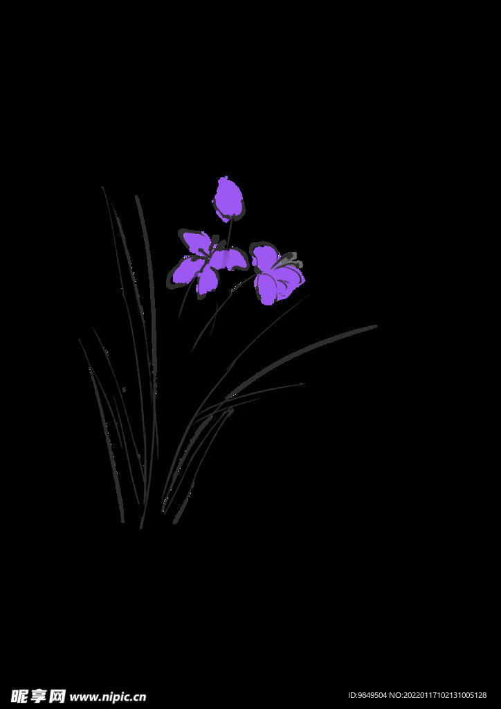  水墨兰花PNG 