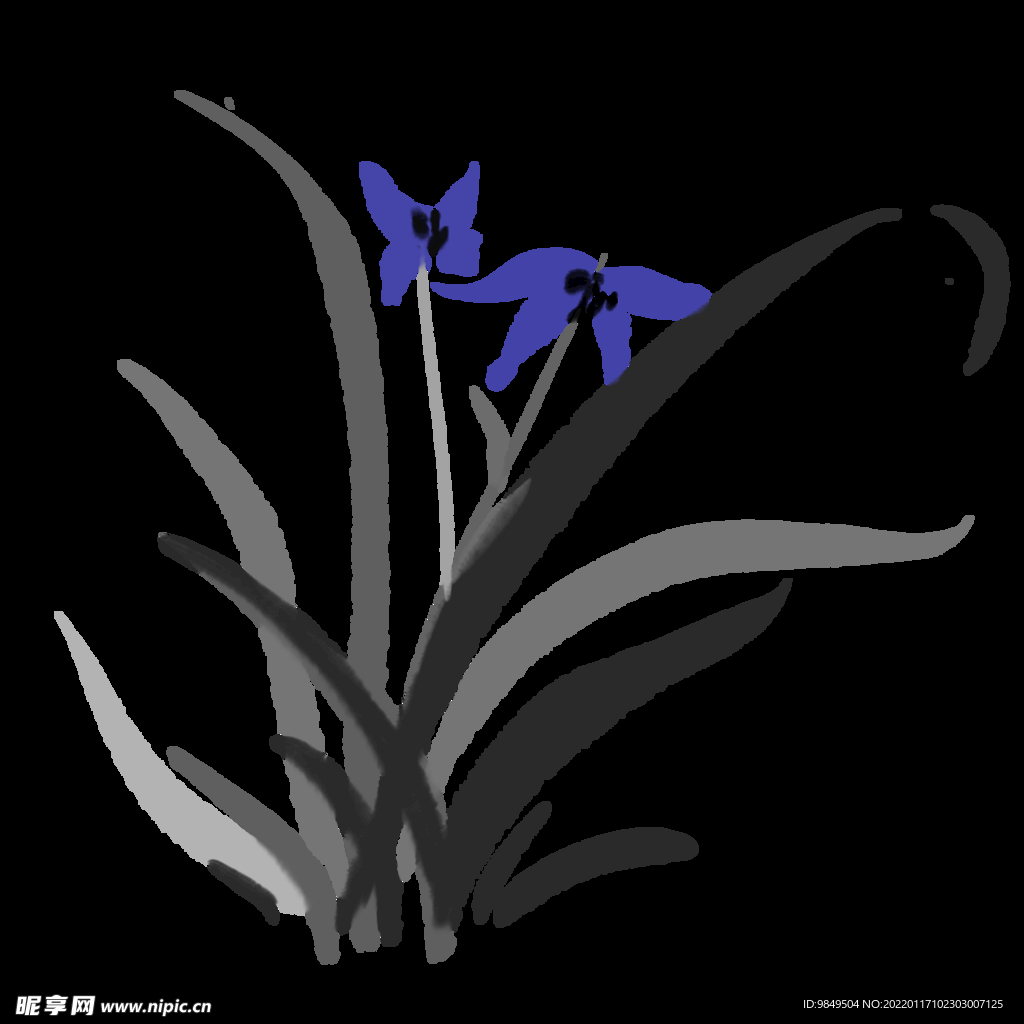  水墨兰花PNG  